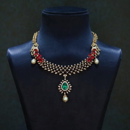 Buy Latest Ruby Diamond Necklace