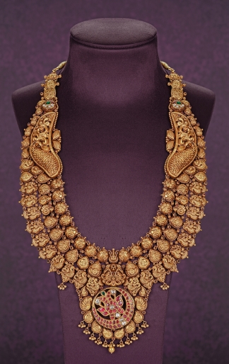 Latest Ruby Antique Gold Necklac