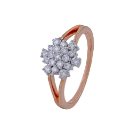 Silver Flower Cubic Zirconia Finger Ring for Ladies