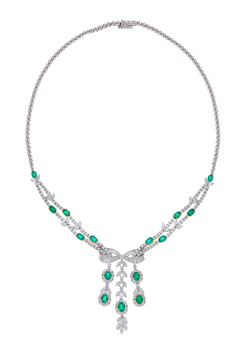 Buy Top Emerald and pearls Diamond Necklace in 18K Gold